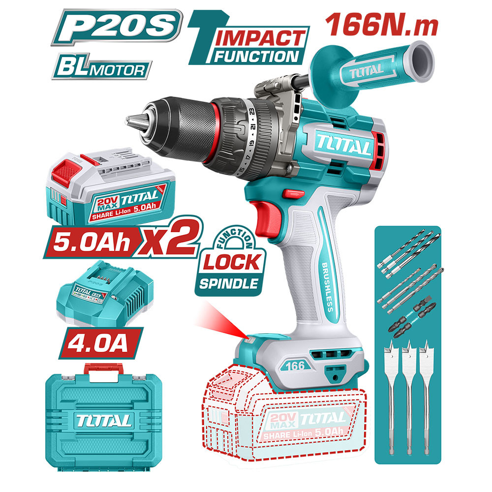 Total Brushless cordless impact drill 166Nm 20V - Image 2