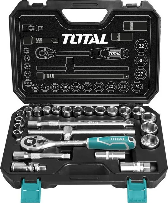 Total 25 Pcs 1/2" socket set