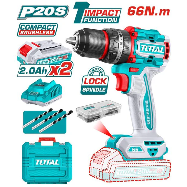 Total Compact Brushless Cordless Impact Drill 66Nm 20V - Image 2