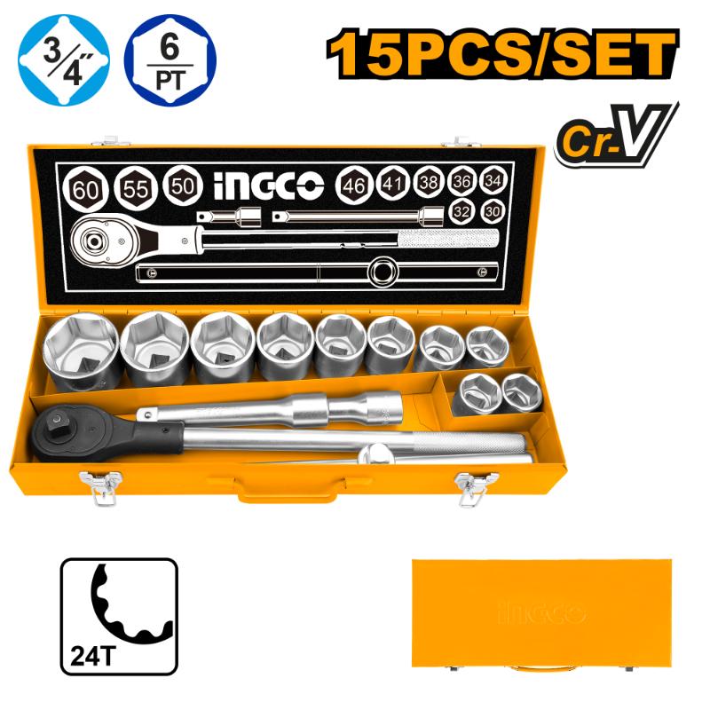 Ingco 15 Pcs 3/4" socket set - Image 3